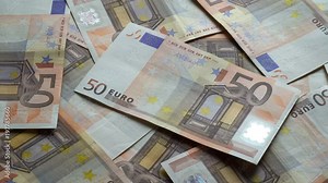 Rotation Of Euro Banknotes