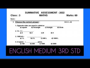 3rd std//3rd term exam//Model Question Paper//English Medium//All subjects//