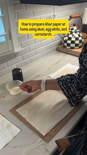 How to prepare Ahar paper at home using alum, egg white, and cornstarch. #caligraphy #dıy #art