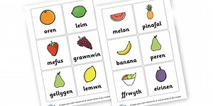 Welsh Fruit Words Cards