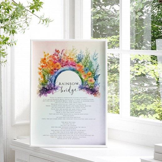 Rainbow Bridge Poem Download, Digital Printable Tribute Sign, Pet Loss Memorial Gift, Comforting Sympathy Gift, Dog, Cat, Watercolor, Heaven - Etsy
