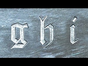 Hand Engraving Letters g h i in Old English Font