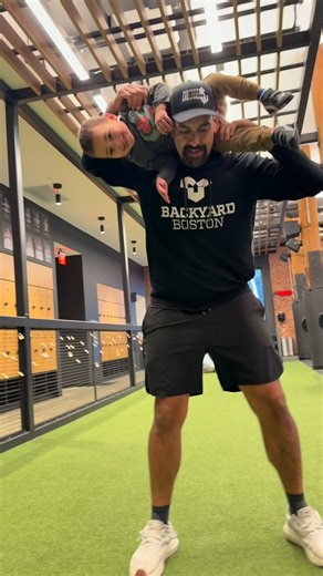 Backyard Boston on Instagram: "Moves of the Month, but make it real life. Bent Over Row + Back Squat = Dad Strength. Functional fitness isn’t just reps and sets…it’s hoisting toddlers, loading car seats, and carrying a sleeping 30-pounder inside without waking them. Lift your kid. Carry your kid. Be strong for your kid. Happy 2nd Birthday, Kane 🎉"