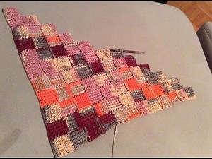 Tunesisch Häkeln - Entrelac rechts links - Tuch TRENI - Woolly Hugs BANDY Veronika Hug