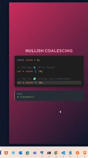 JS Trick: Use ?? instead of || 🤯 Nullish Coalescing explained! #javascript #shorts #jstips #jsdev