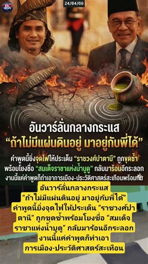 อันวาร์ลั่นกลางกระแส“ถ้าไม่มีแผ่นดินอยู่ มาอยู่กับพี่ได้”คำพูดนี้ยิ่งจุดไฟให้ประเด็น “ราชวงศ์ปาตานี”