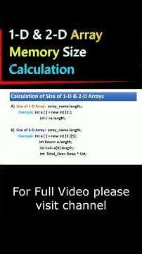 2D Array Memory Size Calculation | Calculate 2D Array Memory Size