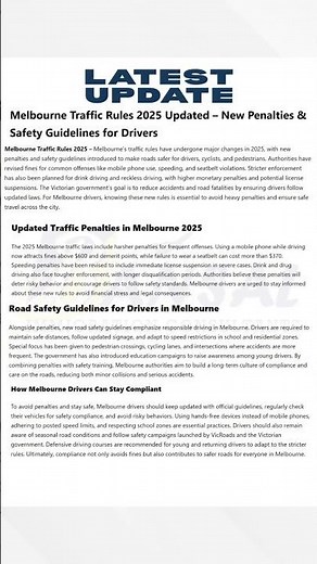 🚦 Melbourne Traffic Rules 2025 | New Road Rule Updates, Fines & Penalties in Victoria 🚦