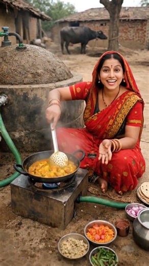 Gas Nahi Mili To Gobar Gas Se Banaya Khana 😱🔥 Desi Jugaad Biogas Chulha Village Smart Kitchen