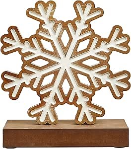Rustic 3D Wooden Snowflakes for Crafts 8 Inch, Farmhouse Distressed Christmas Ornaments, Handmade Winter Decor Christmas Centerpieces for Tables Holiday Fireplace Mantle Shelf