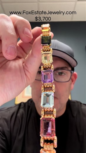 Stunning 18K Retro Rose Gold Bracelet with Gemstones