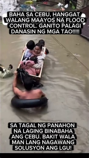 Baha sa cebu! Mag ina sinakay nalang sa foam para makalikas! Nasaan flood control | Bagyong louis.