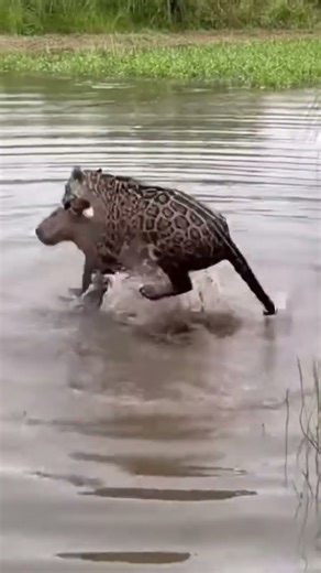 Underwater Survival Showdown: Leopard vs Capybara #WildNature #AnimalBattle #natureclips