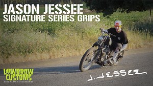 http://www.lowbrowcustoms.com/jj Jason Jessee Signature Series Waffle Grips for your motorcycle, available only from Lowbrow Customs. We have your Harley-Davidson covered, as well as any other motorcycle with 1" handlebars, as well as vintage bikes and Triumph, Yamaha, Honda and those with 7/8" handlebars. Three stylin' color options to ensure there is one that will fit your bike perfectly: Cork, Natural Gum, or the ever-popular Black. Video by: Greg Schmitty Music by: "Freed From Greed" Compose