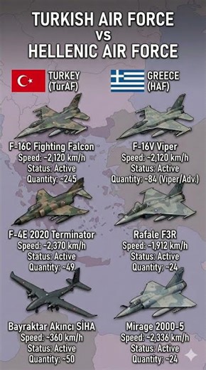 Turkey vs Greece: Air Forces Comparison #airforce #comparison #shorts