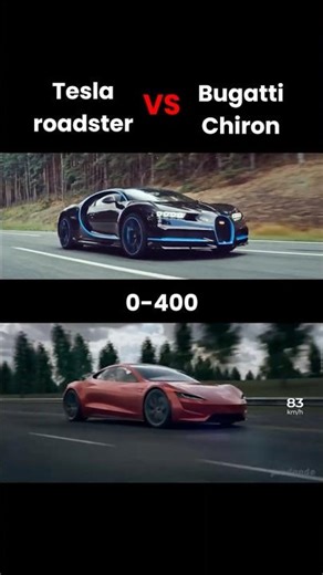 BUGATTI Chiron vs TESLA Roadster | 0-400 Top Speed Challange!