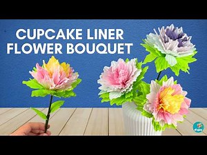 DIY Paper Flower Bouquet With Cupcake Liners | Easy Paper Crafts