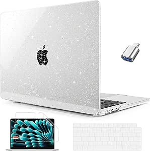 Mektron Case for MacBook Air 15 INCH 2025 M4 A3241 2024 M3 A3114 /2023 M2 A2941 Case with 15.3" Liquid Retina Display & Touch ID Cover, Plastic Hard Shell with Screen Protector, Glitter Clear