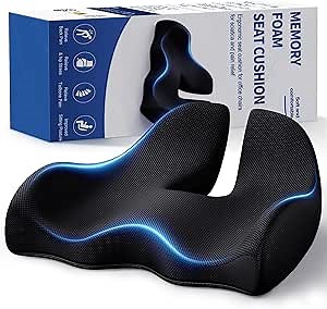 Benazcap X Large Memory Seat Cushion for Office Chair Ergonomic Cushions Butt Pillow for Pressure Relief Sciatica & Pain Relief Memory Foam for Long Sitting for Gaming Chair and Car Seat
