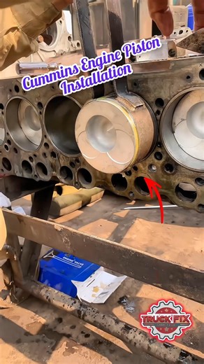 Cummins Diesel Engine Piston Install Like a Pro! 💪 Full Process #engine #cummins #mechanic #shorts