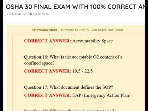 OSHA 30 FINAL EXAM WITH 100% CORRECT ANSWERS