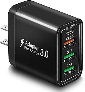 40W QC3.0 USB C Wall Charger, CARZONJX 4 Port PD+QC Power Adapter Fast Charging Blocks USB C Brick Multiport Cube for iPhone 15 14 13 12 11 XS XR X 8, iPad, Galaxy, Tablet, Notebook