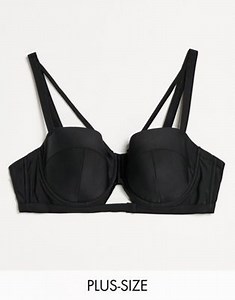 Wolf & Whistle Curve Exclusive cut out caged bikini set in black | ASOS