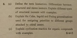 8. (a) Define the term Isomerism. Differentiate between structu... | Filo