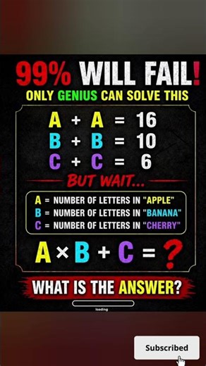 99% FAIL 😱 Only Genius Can Solve This Mind-Blowing Puzzle! 🧠💥 | A×B + C = ?