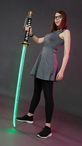8K views · 14K reactions | I love working with LEDs and building a light up Katana was always a dream of mine! So I was obviously super excited when the devs of @playwildhearts asked me to bring the Karakuri Katana to life! We 3D printed a hollow, translucent shell of the sword, filled it with LED strips and uploaded a heavily edited animation code of a Lightsaber! Took us 2 weeks to finish everything! How do you like the result?  | Kamui Cosplay | Facebook