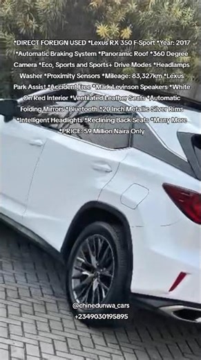 *DIRECT FOREIGN USED *Lexus RX 350 F-Sport *2017 *59m Naira #fypシ #fypシ゚viral #chinedunwa_cars #fyp