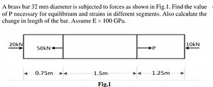 A brass bar 32 mm diameter is subjected to forces as shown in F... | Filo