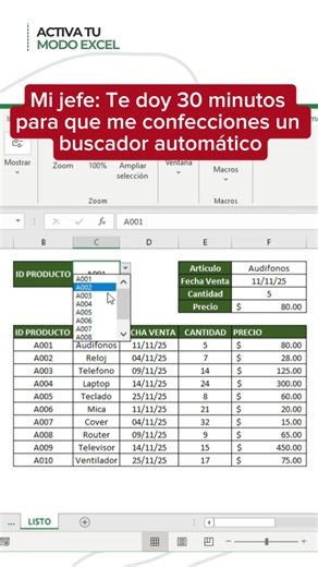 Organiza tu negocio con este BUSCADOR AUTOMÁTICO 🔍 APRENDE EXCEL CON NOSOTROS 👩🏻‍🏫 🗄️GUARDALO para cuando lo necesites . . #modoexcel #excel #exceltips #productividad #viral