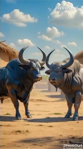 Powerful Bull Fight in Village | Epic Clash of Strength & Dominance #viral