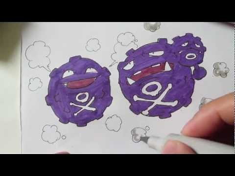 How to draw Pokemon: No. 109 Koffing, No.110 Weezing