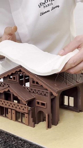 Buche de Noel Cake 'Christmas at the Cottage' with Chefs Guy Krenzer and Etienne Leroy at Lenotre Paris