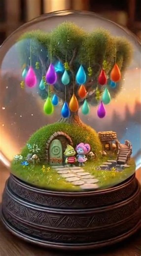 Trolls tree with King Gristle & Bridget snow globe #ai