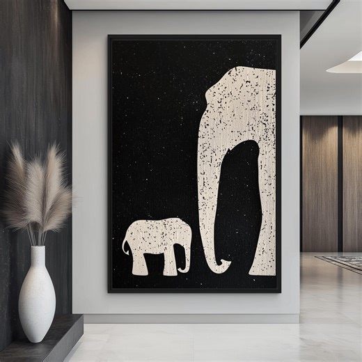 Buy Elephant Silhouette Art Print: Minimalist Black and White (digital Download) Online in India - Etsy
