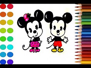 How to draw easy so cute mickey mause and minie mause with color step by step for beginners