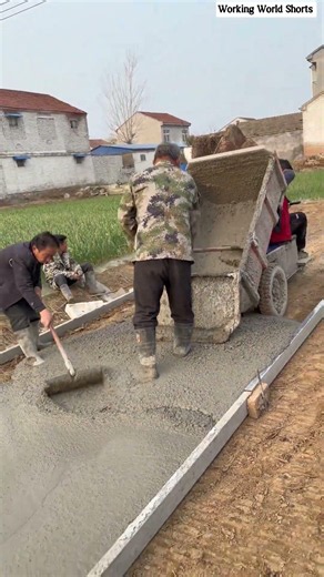 🛣️🚜 Rural Infrastructure Project: Pouring and Leveling Village Concrete Road