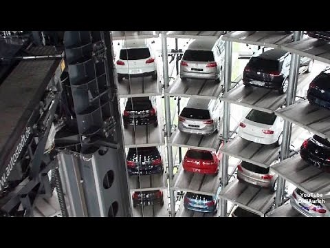 VW Volkswagen Tower Wolfsburg Autostadt a ride in the 48 meter high Car Tower Car Tower Discovery
