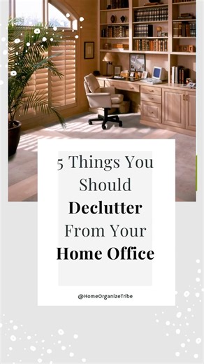 📂 Struggling to stay organized in your home office? Here are five things you should declutter to kickstart your journey to a more efficient workspace: 1️⃣ Old paperwork: Clear out those stacks of documents and file away what’s necessary, shredding or recycling the rest. 2️⃣ Unused office supplies: Streamline your supplies by getting rid of pens, paper clips, and other items you don’t use. 3️⃣ Old tech: Say goodbye to outdated gadgets and electronics taking up valuable space. 4️⃣ Non-office item