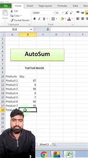 Auto Sum in excel || Excel Tips and Tricks || @rkstudio8626 #shorts
