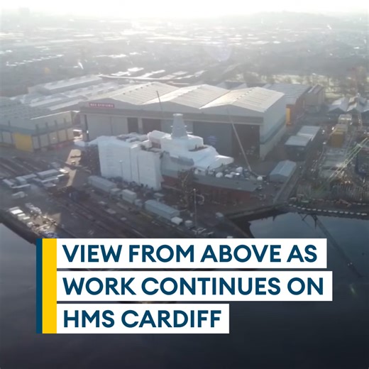 4.5K views · 93 reactions | Brand new drone footage has unveiled the build progress of the Royal Navy’s second Type 26 frigate, HMS Cardiff, that is being constructed in Glasgow gbsct The eight City-class vessels primary role will be anti-submarine warfare  Find out more ➡️ https://brnw.ch/21wEPQE | Forces News | Facebook