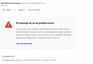 Gmail: error enviando mensajes. TLS Negotiation failed, the certificate doesn't match the host. - SmythSys IT Consulting