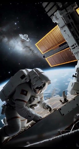 Astronout try to fixing problems iss on space #astronout #space #nasa #astrospace