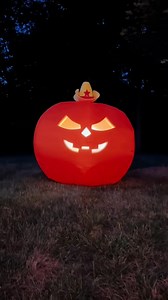 Trick Ghastly on Instagram: "Pumpkin singin in yard in the pale moon light 🎶 #singingpumpkin #inflatable #halloween #spookyseason"