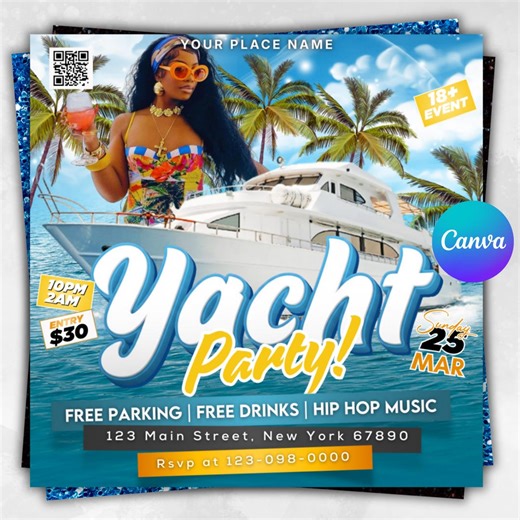 Yacht Party Flyer, Summer Party Flyer, Summer Beach Party Flyer, Dj Party Invitation, Summer Break Flyer, Summer Event Flyer, Canva Editable - Etsy Australia