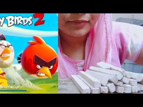 Angry birds game play and satisfaction crunch sound