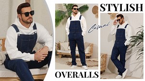 Overalls for Men Work Utility Coveralls Fashion Bib Romper Jumpsuit with Zipper Fly